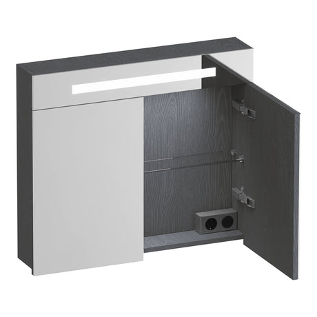 BRAUER Promise spiegelkast 80 met verlichting 2 spiegeldeuren Timber Grey SK-PR80TG