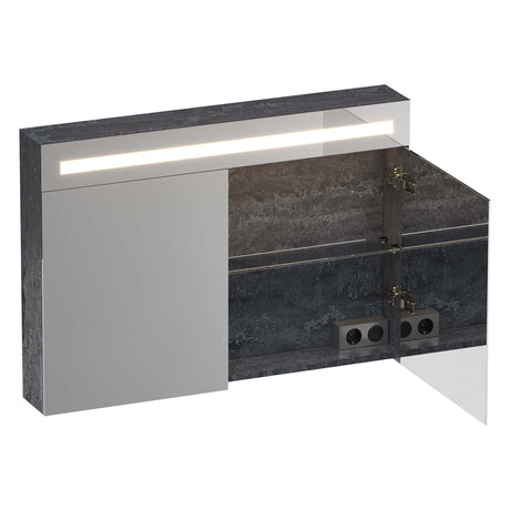 BRAUER Promise Deluxe spiegelkast 100 met directe verlichting 2 dubbelzijdige spiegeldeuren Damascus SK-PRD100DA