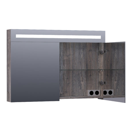 BRAUER Promise Deluxe spiegelkast 100 met directe verlichting 2 dubbelzijdige spiegeldeuren Driftwood SK-PRD100DR