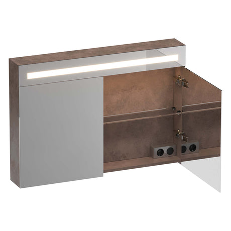 BRAUER Promise Deluxe spiegelkast 100 met directe verlichting 2 dubbelzijdige spiegeldeuren Erosion SK-PRD100ER