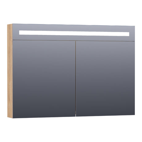 BRAUER Promise Deluxe spiegelkast 100 met directe verlichting 2 dubbelzijdige spiegeldeuren Forest Tan SK-PRD100FT
