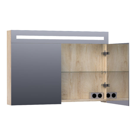 BRAUER Promise Deluxe spiegelkast 100 met directe verlichting 2 dubbelzijdige spiegeldeuren Forest Wheat SK-PRD100FW