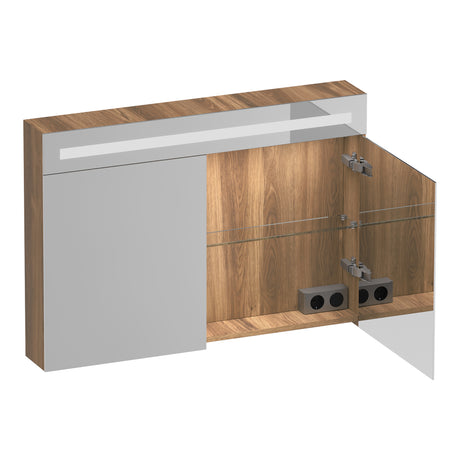 BRAUER Promise Deluxe spiegelkast 100 met verlichting 2 dubbelzijdige spiegeldeuren Honey SK-PRD100HO
