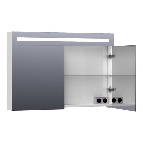 BRAUER Promise Deluxe spiegelkast 100 met directe verlichting 2 dubbelzijdige spiegeldeuren hoogglans wit SK-PRD100HW