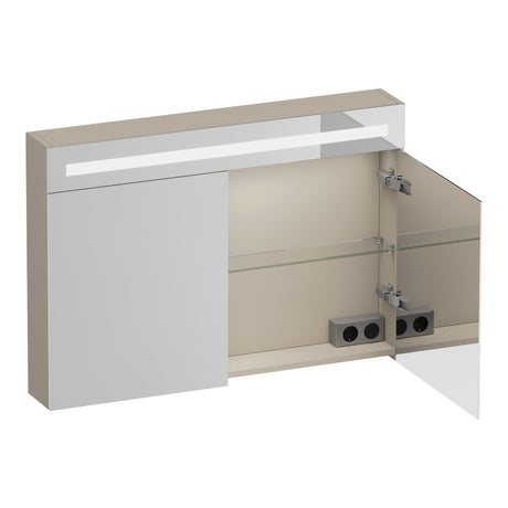 BRAUER Promise Deluxe spiegelkast 100 met verlichting 2 dubbelzijdige spiegeldeuren mat beige SK-PRD100MB