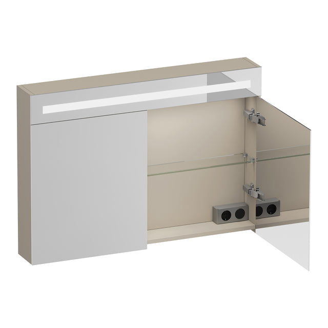 BRAUER Promise Deluxe spiegelkast 100 met verlichting 2 dubbelzijdige spiegeldeuren mat beige SK-PRD100MB