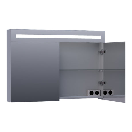 BRAUER Promise Deluxe spiegelkast 100 met directe verlichting 2 dubbelzijdige spiegeldeuren mat grijs SK-PRD100MG