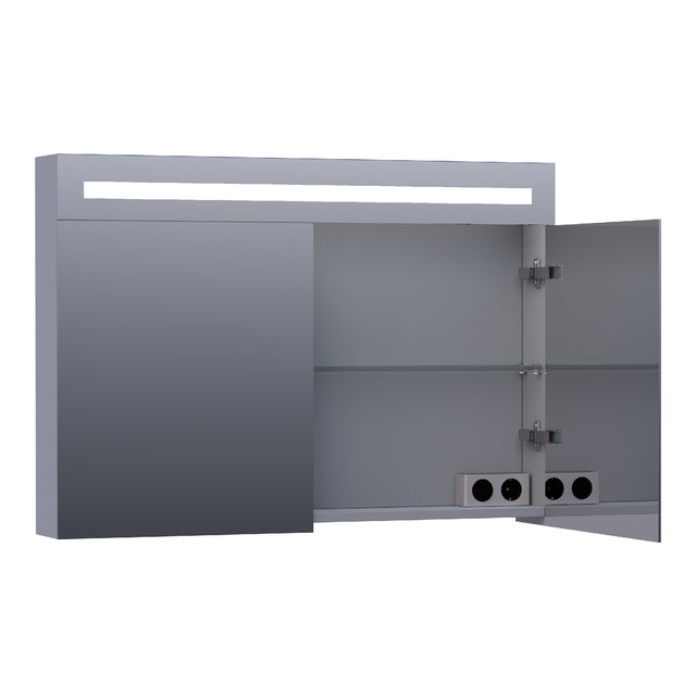 BRAUER Promise Deluxe spiegelkast 100 met directe verlichting 2 dubbelzijdige spiegeldeuren mat grijs SK-PRD100MG