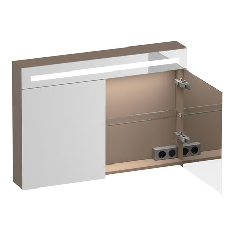 BRAUER Promise Deluxe spiegelkast 100 met verlichting 2 dubbelzijdige spiegeldeuren mat mokka SK-PRD100MM
