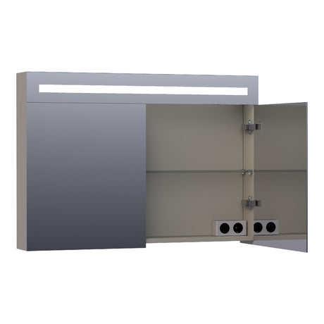 BRAUER Promise Deluxe spiegelkast 100 met directe verlichting 2 dubbelzijdige spiegeldeuren mat taupe SK-PRD100MT
