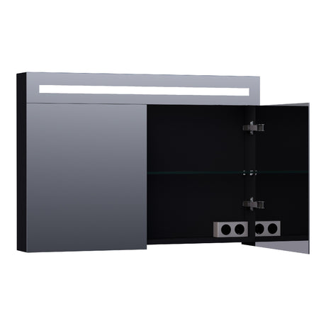 BRAUER Promise Deluxe spiegelkast 100 met directe verlichting 2 dubbelzijdige spiegeldeuren mat zwart SK-PRD100MZ
