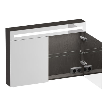 BRAUER Promise Deluxe spiegelkast 100 met verlichting 2 dubbelzijdige spiegeldeuren Timber Anthracite SK-PRD100TA