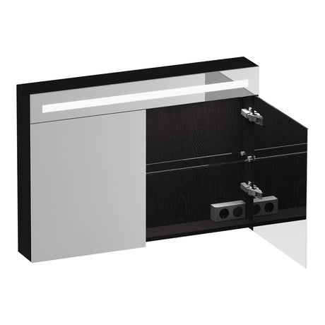 BRAUER Promise Deluxe spiegelkast 100 met verlichting 2 dubbelzijdige spiegeldeuren Timber Black SK-PRD100TB