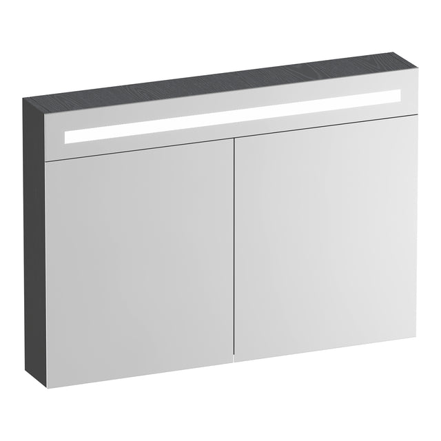 BRAUER Promise Deluxe spiegelkast 100 met verlichting 2 dubbelzijdige spiegeldeuren Timber Grey SK-PRD100TG