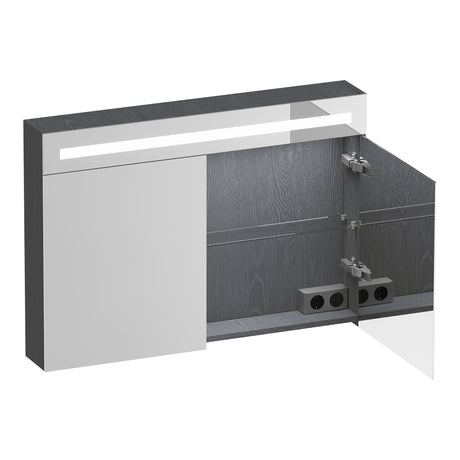 BRAUER Promise Deluxe spiegelkast 100 met verlichting 2 dubbelzijdige spiegeldeuren Timber Grey SK-PRD100TG