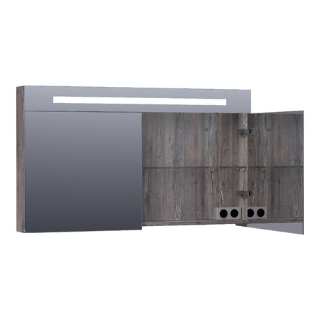 BRAUER Promise Deluxe spiegelkast 120 met directe verlichting 2 dubbelzijdige spiegeldeuren Driftwood SK-PRD120DR