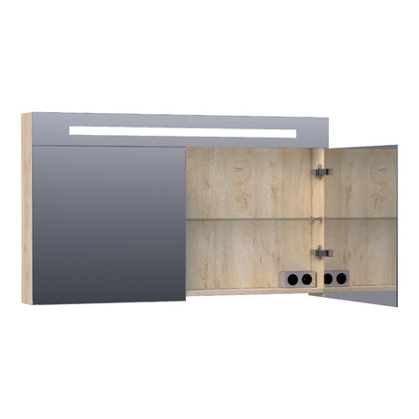 BRAUER Promise Deluxe spiegelkast 120 met directe verlichting 2 dubbelzijdige spiegeldeuren Forest Wheat SK-PRD120FW