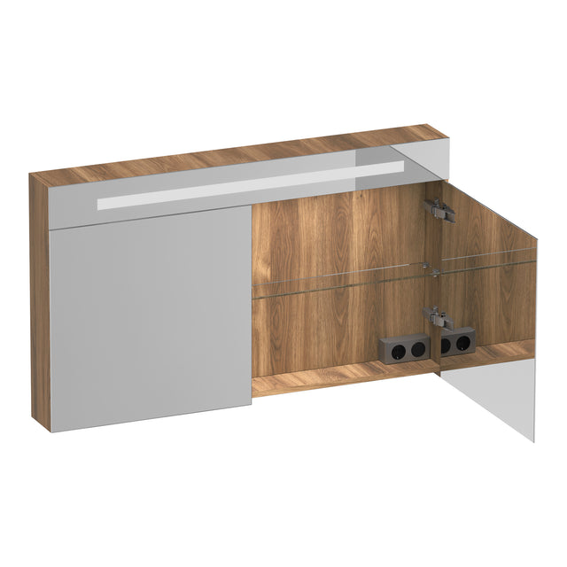 BRAUER Promise Deluxe spiegelkast 120 met verlichting 2 dubbelzijdige spiegeldeuren Honey SK-PRD120HO
