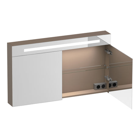BRAUER Promise Deluxe spiegelkast 120 met verlichting 2 dubbelzijdige spiegeldeuren mat mokka SK-PRD120MM