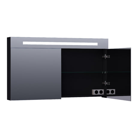 BRAUER Promise Deluxe spiegelkast 120 met directe verlichting 2 dubbelzijdige spiegeldeuren mat zwart SK-PRD120MZ