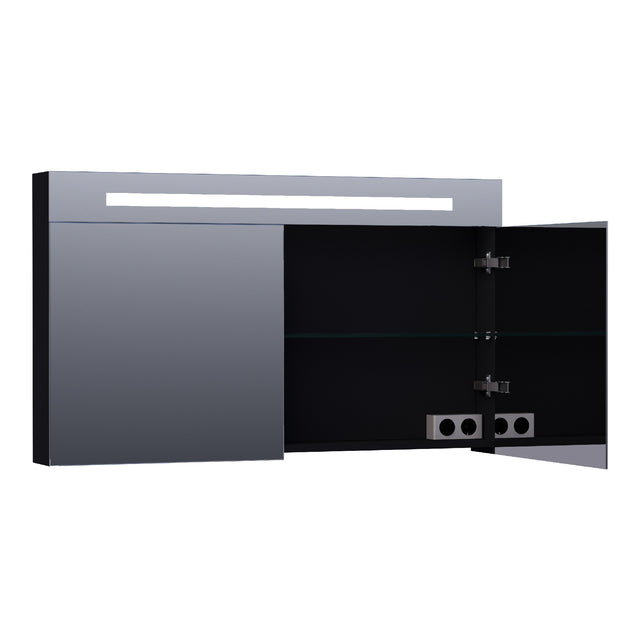 BRAUER Promise Deluxe spiegelkast 120 met directe verlichting 2 dubbelzijdige spiegeldeuren mat zwart SK-PRD120MZ