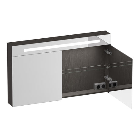 BRAUER Promise Deluxe spiegelkast 120 met verlichting 2 dubbelzijdige spiegeldeuren Timber Anthracite SK-PRD120TA