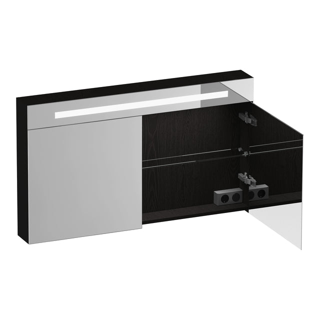 BRAUER Promise Deluxe spiegelkast 120 met verlichting 2 dubbelzijdige spiegeldeuren Timber Black SK-PRD120TB