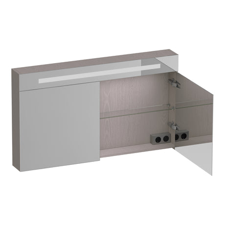BRAUER Promise Deluxe spiegelkast 120 met verlichting 2 dubbelzijdige spiegeldeuren Timber Greige SK-PRD120TE