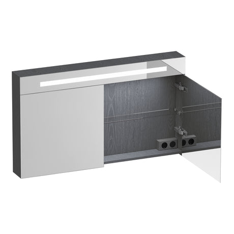 BRAUER Promise Deluxe spiegelkast 120 met verlichting 2 dubbelzijdige spiegeldeuren Timber Grey SK-PRD120TG