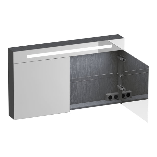 BRAUER Promise Deluxe spiegelkast 120 met verlichting 2 dubbelzijdige spiegeldeuren Timber Grey SK-PRD120TG