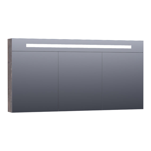 BRAUER Promise Deluxe spiegelkast 140 met directe verlichting 3 dubbelzijdige spiegeldeuren Driftwood SK-PRD140DR