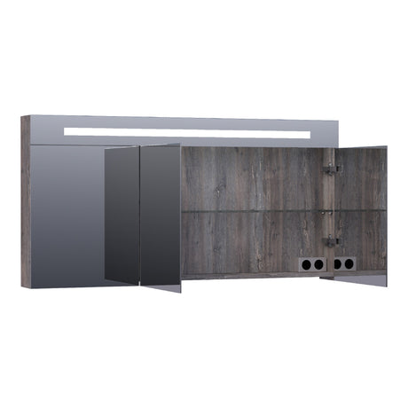 BRAUER Promise Deluxe spiegelkast 140 met directe verlichting 3 dubbelzijdige spiegeldeuren Driftwood SK-PRD140DR