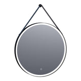 BRAUER Jade Edge spiegel 70 rond met zwarte ophangband en zwart frame en directe LED-verlichting met dimfunctie en touch-bediening SP-JDE70ROO