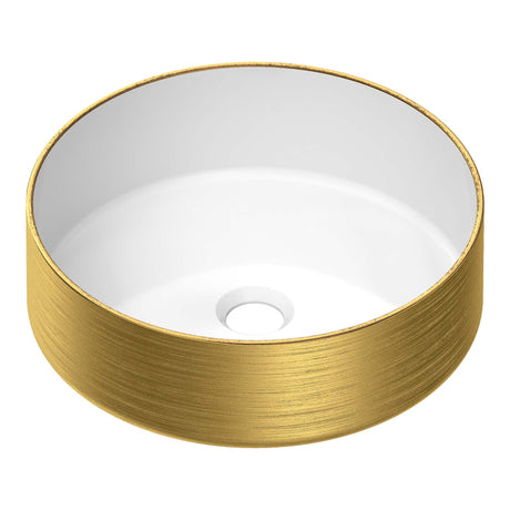 BRAUER Circle waskom 36 rond keramiek hoogglans wit en goud WK-CC36ROHWGO