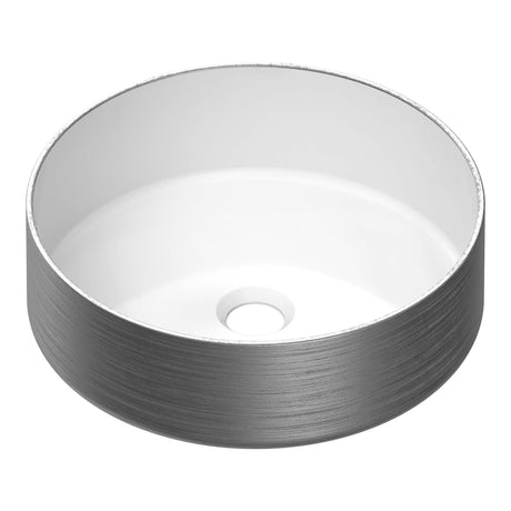 BRAUER Circle waskom 36 rond keramiek hoogglans wit en zilver WK-CC36ROHWZI