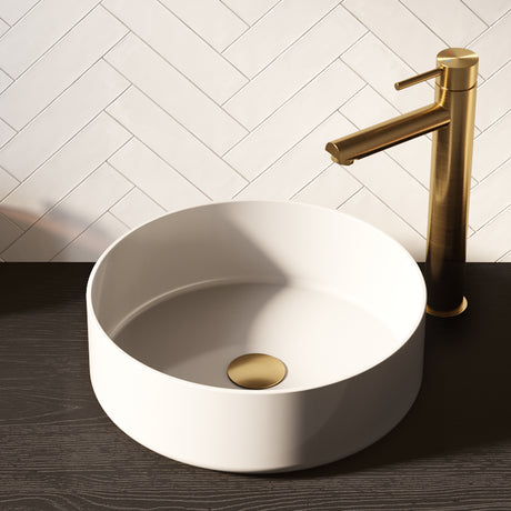BRAUER Circle waskom 36 rond keramiek hoogglans wit en goud WK-CC36ROHWGO