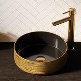 BRAUER Circle waskom 36 rond keramiek mat zwart en goud WK-CC36ROMZGO