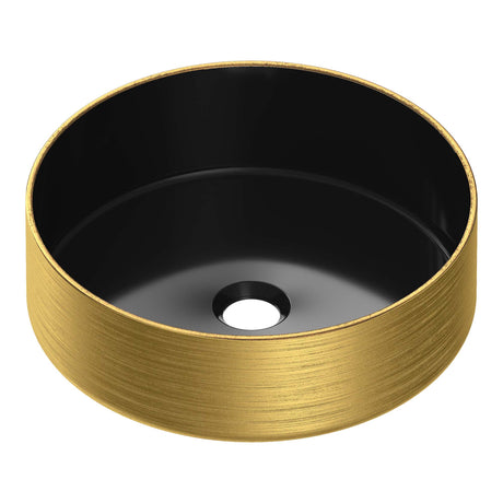 BRAUER Circle waskom 36 rond keramiek mat zwart en goud WK-CC36ROMZGO