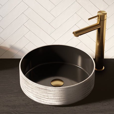 BRAUER Circle waskom 36 rond keramiek mat zwart en zilver WK-CC36ROMZZI