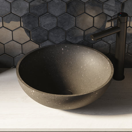 BRAUER Molten waskom 42 rond natuursteen basalt antraciet WK-ML42ROAN