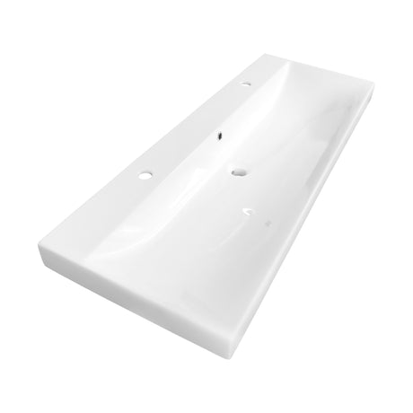 BRAUER Aurora wastafel 120-1 met 1 spoelbak en 2 kraangaten keramiek hoogglans wit WT-AU120-12HW