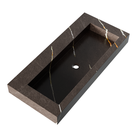 BRAUER Coral wastafel 100 met 1 spoelbak en 0 kraangaten marmerlook Copper Brown WT-CA1000CB