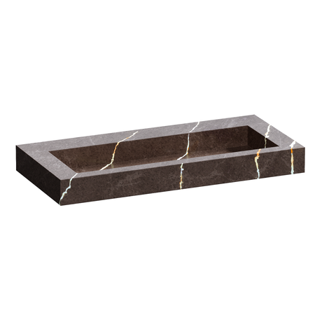 BRAUER Coral wastafel 100 met 1 spoelbak en 0 kraangaten marmerlook Copper Brown WT-CA1000CB