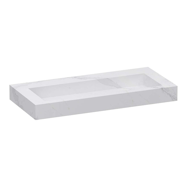 BRAUER Coral wastafel 100 met 1 spoelbak en 0 kraangaten marmerlook Calacatta Gold WT-CA1000CG