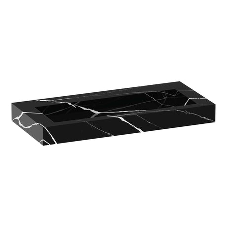 BRAUER Coral wastafel 100 met 1 spoelbak en 0 kraangaten marmerlook Nero Marquina WT-CA1000NM