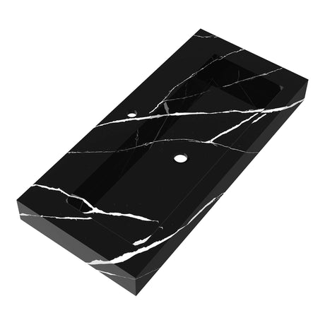 BRAUER Coral wastafel 100 met 1 spoelbak en 1 kraangat marmerlook Nero Marquina WT-CA1001NM