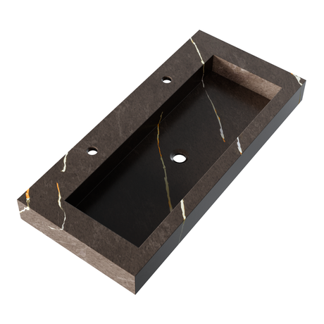 BRAUER Coral wastafel 100 met 1 spoelbak en 2 kraangaten marmerlook Copper Brown WT-CA1002CB