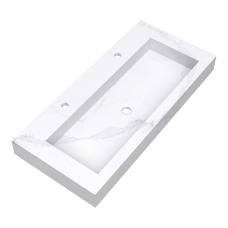 BRAUER Coral wastafel 100 met 1 spoelbak en 2 kraangaten marmerlook Calacatta Gold WT-CA1002CG