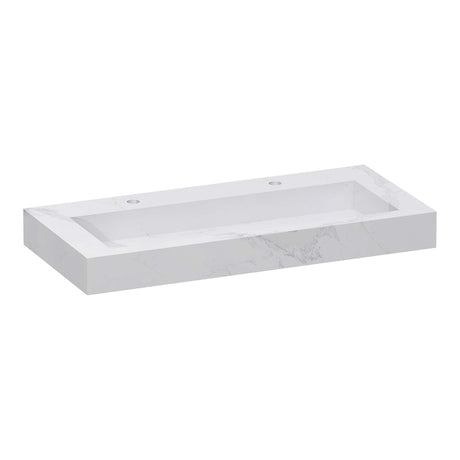 BRAUER Coral wastafel 100 met 1 spoelbak en 2 kraangaten marmerlook Calacatta Gold WT-CA1002CG