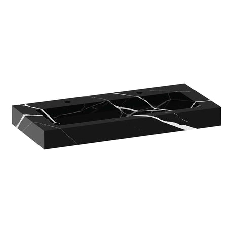 BRAUER Coral wastafel 100 met 1 spoelbak en 2 kraangaten marmerlook Nero Marquina WT-CA1002NM